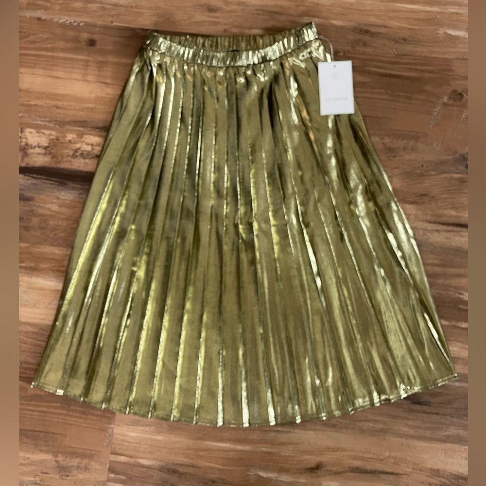 Calligraphie NWT Gold Pleated Skirt Size S